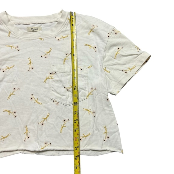 Madewell Daisy Sketch Easy Crop Tee Pearl Ivory Dandelion Critter Size Medium - Picture 4 of 6